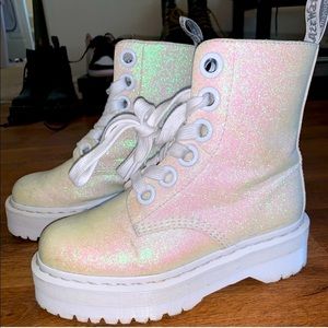 Docs Molly White Glitter Boots